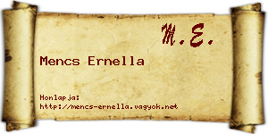 Mencs Ernella névjegykártya
